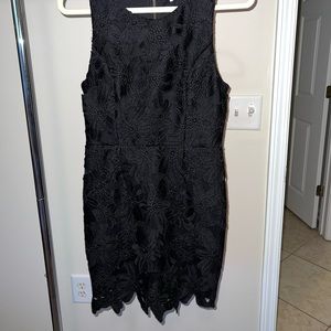 Astr The Label Textured Crochet Floral Bodycon Dress Zipper Black